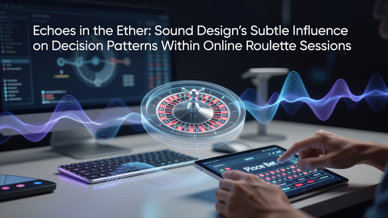 Digital roulette interface with layered audio waveform overlays highlighting sound design elements