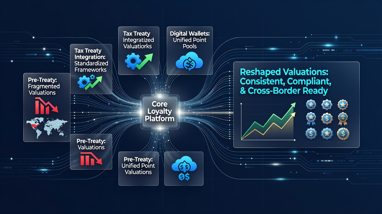 Data visualization of loyalty point valuation adjustments across international borders