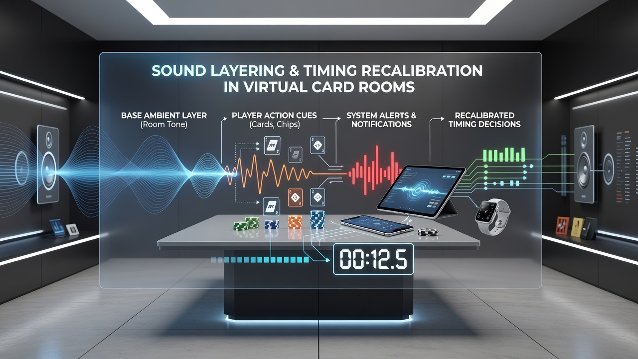 Close-up of layered sound design interface with timing metrics and device synchronization indicators