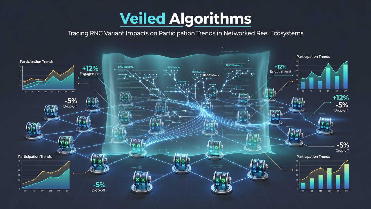 Networked reel systems displaying interconnected slot interfaces with algorithmic overlays
